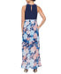 Women's Twist-Neck Floral-Skirt Maxi Dress