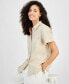 ფოტო #3 პროდუქტის Women's Linen-Blend Short-Sleeve Button-Front Shirt