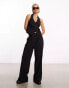 Фото #2 товара COLLUSION tailored wide leg trousers co-ord with elasticated waistband in black