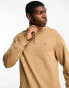 GANT shield logo half zip sweatshirt in khaki tan