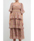 Фото #1 товара Women's Floral Smocked Ruffle Tiered Midi Dress