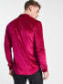 Фото #3 товара ASOS DESIGN skinny velvet shirt in bright pink