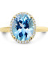 ფოტო #5 პროდუქტის Blue Topaz (3-3/4 ct. t.w.) & Diamond (1/8 ct. t.w.) Halo Ring in 14k Gold