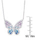 Cubic Zirconia Red Ombre Butterfly Pendant 18" Necklace in Silver Plate, Gold or Rose Gold Plate