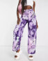 Weekday straight leg trousers in purple abstract flower