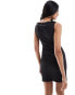 ASOS DESIGN slash neck ponte mini dress with ruched side detail in black Черный, 46 - фото #3