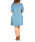 ფოტო #2 პროდუქტის Plus Size Knee Length Pocket T-shirt Dress