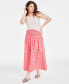 ფოტო #1 პროდუქტის Women's Cotton Smocked Maxi Skirt, Created for Macy's