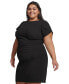 Фото #3 товара Plus Size Tulip-Sleeve Side-Pleated Scuba Crepe Dress