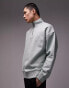 Фото #1 товара Topman premium heavyweight relaxed 1/4 zip sweatshirt in sage