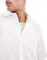 Фото #10 товара ASOS DESIGN smart linen mix regular fit shirt with penny collar in white