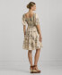 Фото #2 товара Women's Floral Linen Tie-Neck Dress