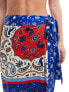 Фото #3 товара Never Fully Dressed Jaspre wrap midaxi skirt co-ord in blue bandana print