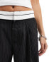 Daisy Street low waist wide leg trousers in black and white pinstripe