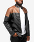Men's Grainy Polyurethane Quilted Sleeves Jacket with Faux Shearling Lining