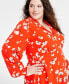 Фото #3 товара Trendy Plus Size Print Collared Surplice-Neck Dress, Created for Macy's