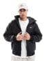 Фото #1 товара Pull&Bear padded ripstop hooded jacket in black