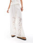 Фото #4 товара ASOS DESIGN wide leg trouser with cutwork co-ord in cream