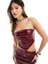 Фото #1 товара ASOS DESIGN vinyl scarf hem bandeau top co-ord in oxblood