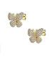 ფოტო #2 პროდუქტის 14k Gold Plated with Cubic Zirconia French Pave Butterfly Stud Earrings