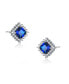 Фото #2 товара Cubic Zirconia Sterling Silver White Gold Plated Sapphire Square Shape Earrings