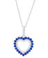 ფოტო #1 პროდუქტის Lab-grown Blue Spinel (3/8 ct. t.w.) & Lab-grown White Sapphire (1/4 ct. t.w.) Open Heart 18" Pendant Necklace in Sterling Silver