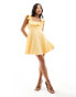 Forever New Petite ruffle shoulder mini dress in yellow Желтый, 42 - фото #8