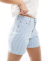 Фото #5 товара Abercrombie & Fitch high rise dad fit denim short in blue stripe