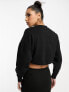 Фото #4 товара HUGO Delive cropped sweatshirt in black with drawstring detail