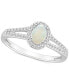 Aquamarine (2/5 ct. t.w.) & Diamond (1/4 ct. t.w.) Oval Halo Ring in Sterling Silver (Also in Opal)