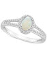 ფოტო #1 პროდუქტის Aquamarine (2/5 ct. t.w.) & Diamond (1/4 ct. t.w.) Oval Halo Ring in Sterling Silver (Also in Opal)