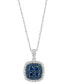 ფოტო #1 პროდუქტის EFFY® Blue Diamond (5/8 ct. t.w.) & White Diamond (3/8 ct. t.w.) Halo 18" Pendant Necklace in 14k White Gold
