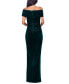 ფოტო #2 პროდუქტის Petite Off-The-Shoulder Sweetheart Velvet Gown