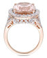 Фото #3 товара Morganite (9-3/4 ct. t.w.) and Diamond (1-2/5 ct. t.w.) Oval Halo Ring in 14k Rose Gold