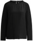 ფოტო #2 პროდუქტის Women's Pleated Front Long-Sleeved Blouse