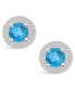 ფოტო #3 პროდუქტის Topaz (2-1/3 ct. t.w.) and Diamond (1/2 ct. t.w.) Halo Stud Earrings in 14K White Gold