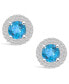 Фото #3 товара Topaz (2-1/3 ct. t.w.) and Diamond (1/2 ct. t.w.) Halo Stud Earrings in 14K White Gold