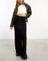 ASOS DESIGN – Maxi-Jeansrock in verwaschenem Schwarz mit zwei Schlitzen