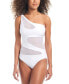 ფოტო #1 პროდუქტის Women's One-Shoulder Mesh Cutout Swimsuit, Created for Macy's