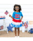 Little and Big Girls Stars and Stripes Patch Short Sleeve T-Shirt
