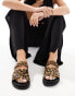 Фото #4 товара Steve Madden Missile leather strap sliders in Leopard