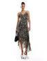 Фото #1 товара ONLY Tall strappy frill maxi dress in zebra