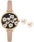 ფოტო #1 პროდუქტის Women's Metro Three-Hand Nude Leather Watch 34mm Gift Set