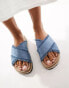 Фото #2 товара ASOS DESIGN Jessie flatform cross strap espadrille sandals in denim