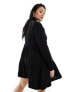 Фото #7 товара River Island plus long sleeved tiered smock mini dress in black