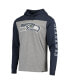 Фото #3 товара Men's Heathered Gray, Blue Seattle Seahawks Franklin Wooster Long Sleeve Hoodie T-shirt