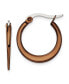 Stainless Steel Polished Brown plated Tapered Hoop Earrings