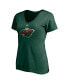 Фото #3 товара Women's Marc-Andre Fleury Green Minnesota Wild Authentic Stack Name and Number V-Neck T-shirt