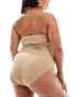 In The Style Plus corsage halterneck swimsuit in mocha