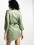 Six Stories bridesmaid robe with embroidery in sage